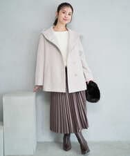 F1JAD55360 MK MICHEL KLEIN(小さいサイズ)(メゾン ドゥ サンク) 【小さいサイズ】エアリアルウール ミドル丈フーデットコート ベージュ