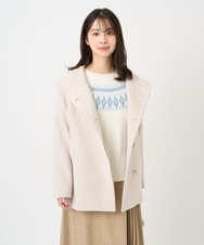 F1JAD55360 MK MICHEL KLEIN(小さいサイズ)(メゾン ドゥ サンク) 【小さいサイズ】エアリアルウール ミドル丈フーデットコート ベージュ