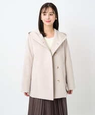 F1JAD55360 MK MICHEL KLEIN(小さいサイズ)(メゾン ドゥ サンク) 【小さいサイズ】エアリアルウール ミドル丈フーデットコート ベージュ