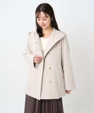 F1JAD55360 MK MICHEL KLEIN(小さいサイズ)(メゾン ドゥ サンク) 【小さいサイズ】エアリアルウール ミドル丈フーデットコート ベージュ