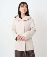 F1JAD55360 MK MICHEL KLEIN(小さいサイズ)(メゾン ドゥ サンク) 【小さいサイズ】エアリアルウール ミドル丈フーデットコート ベージュ