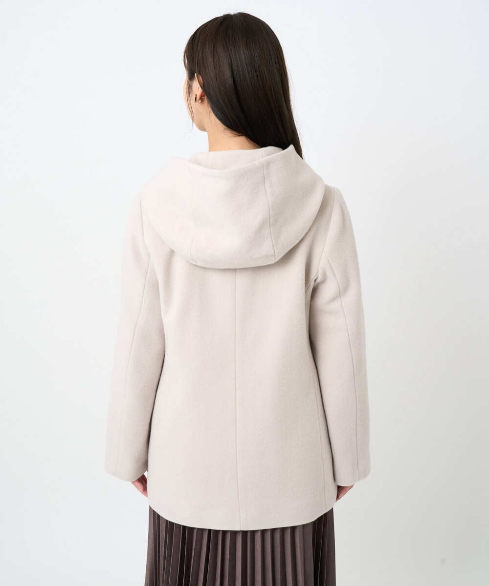 F1JAD55360 MK MICHEL KLEIN(小さいサイズ)(メゾン ドゥ サンク) 【小さいサイズ】エアリアルウール ミドル丈フーデットコート ベージュ