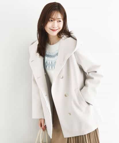 F1JAD55360 MK MICHEL KLEIN(小さいサイズ) 【小さいサイズ】エアリアルウール ミドル丈フーデットコート