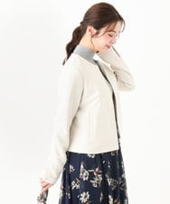 F1JDA32190 MK MICHEL KLEIN(小さいサイズ)(メゾン ドゥ サンク) 【小さいサイズ】フェイクスウェードショートブルゾン/洗える ライトブルー