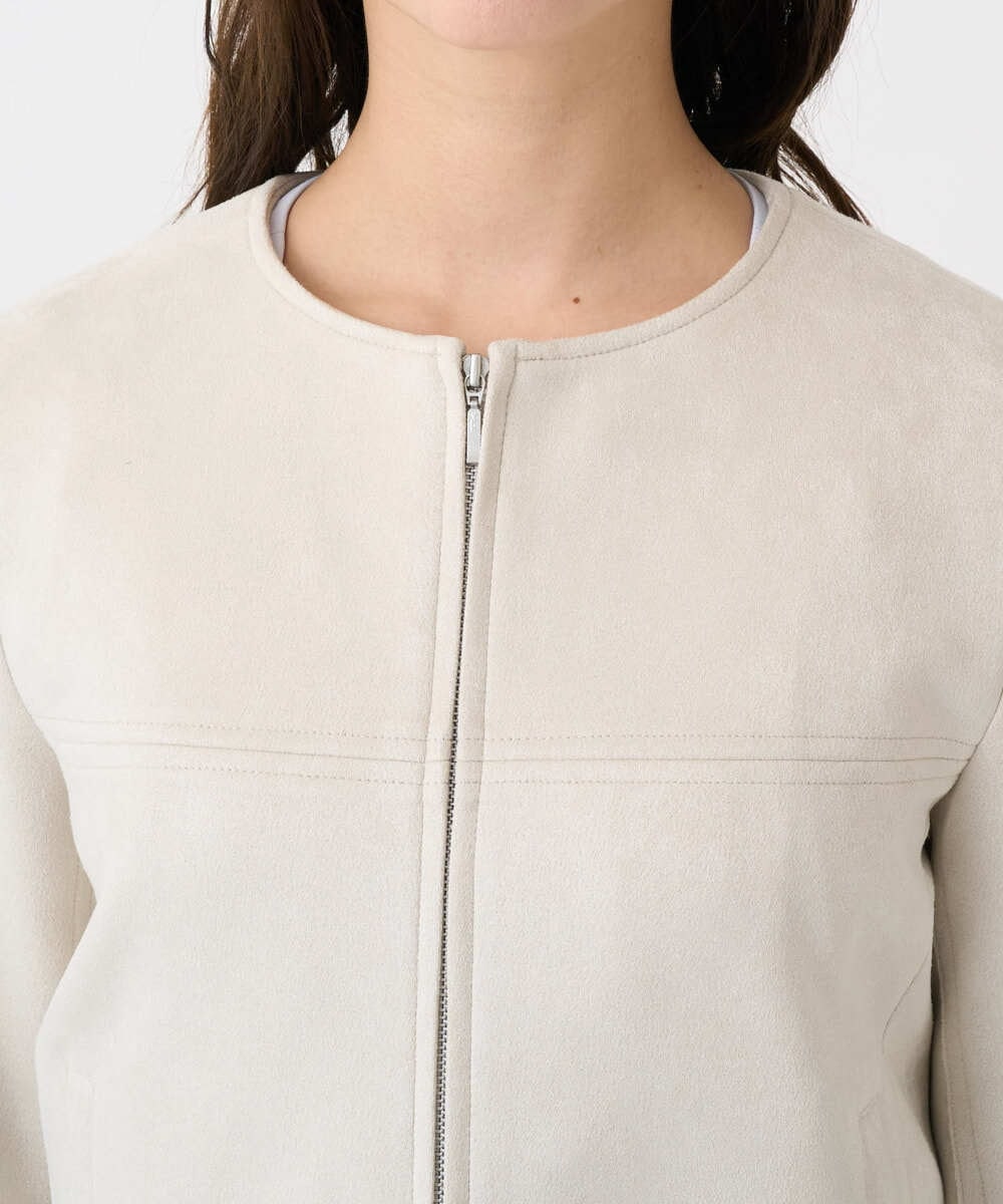 F1JDD32190 MK MICHEL KLEIN(小さいサイズ)(メゾン ドゥ サンク) 【小さいサイズ】フェイクスウェードショートブルゾン/洗える ベージュ