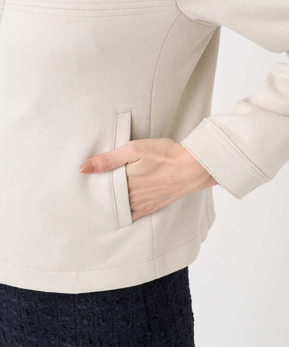 F1JDD32190 MK MICHEL KLEIN(小さいサイズ)(メゾン ドゥ サンク) 【小さいサイズ】フェイクスウェードショートブルゾン/洗える ベージュ