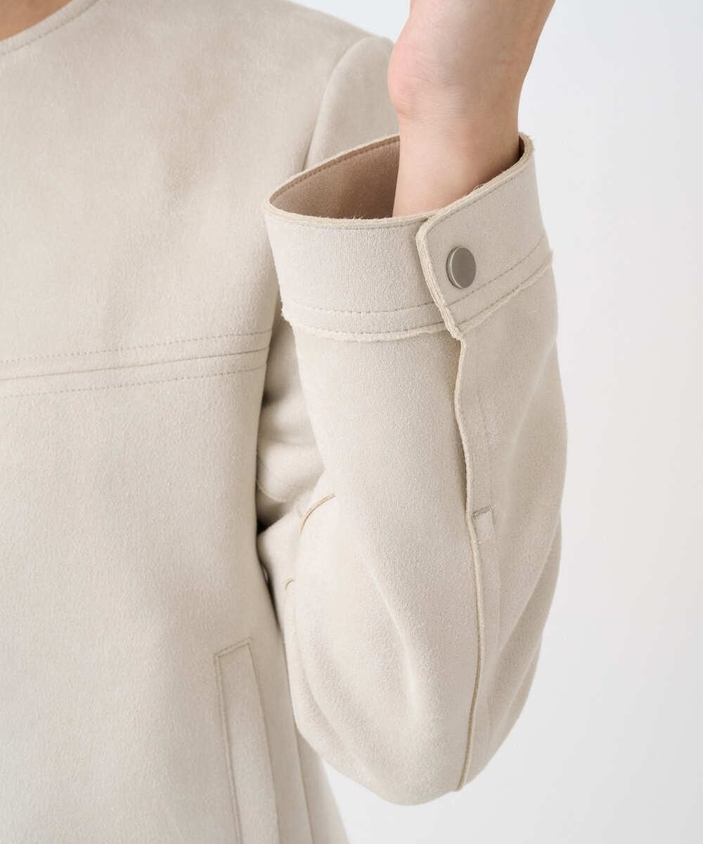 F1JDD32190 MK MICHEL KLEIN(小さいサイズ)(メゾン ドゥ サンク) 【小さいサイズ】フェイクスウェードショートブルゾン/洗える ベージュ