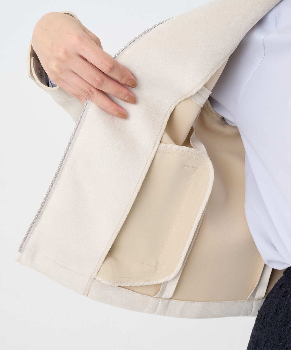 F1JDD32190 MK MICHEL KLEIN(小さいサイズ)(メゾン ドゥ サンク) 【小さいサイズ】フェイクスウェードショートブルゾン/洗える ベージュ