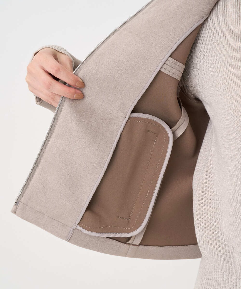 F1JDD32190 MK MICHEL KLEIN(小さいサイズ)(メゾン ドゥ サンク) 【小さいサイズ】フェイクスウェードショートブルゾン/洗える ベージュ