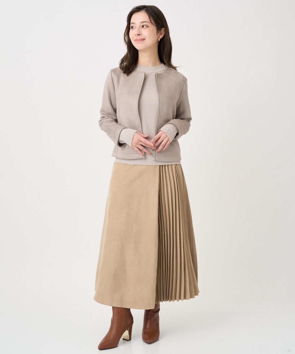 F1JDD32190 MK MICHEL KLEIN(小さいサイズ)(メゾン ドゥ サンク) 【小さいサイズ】フェイクスウェードショートブルゾン/洗える ベージュ