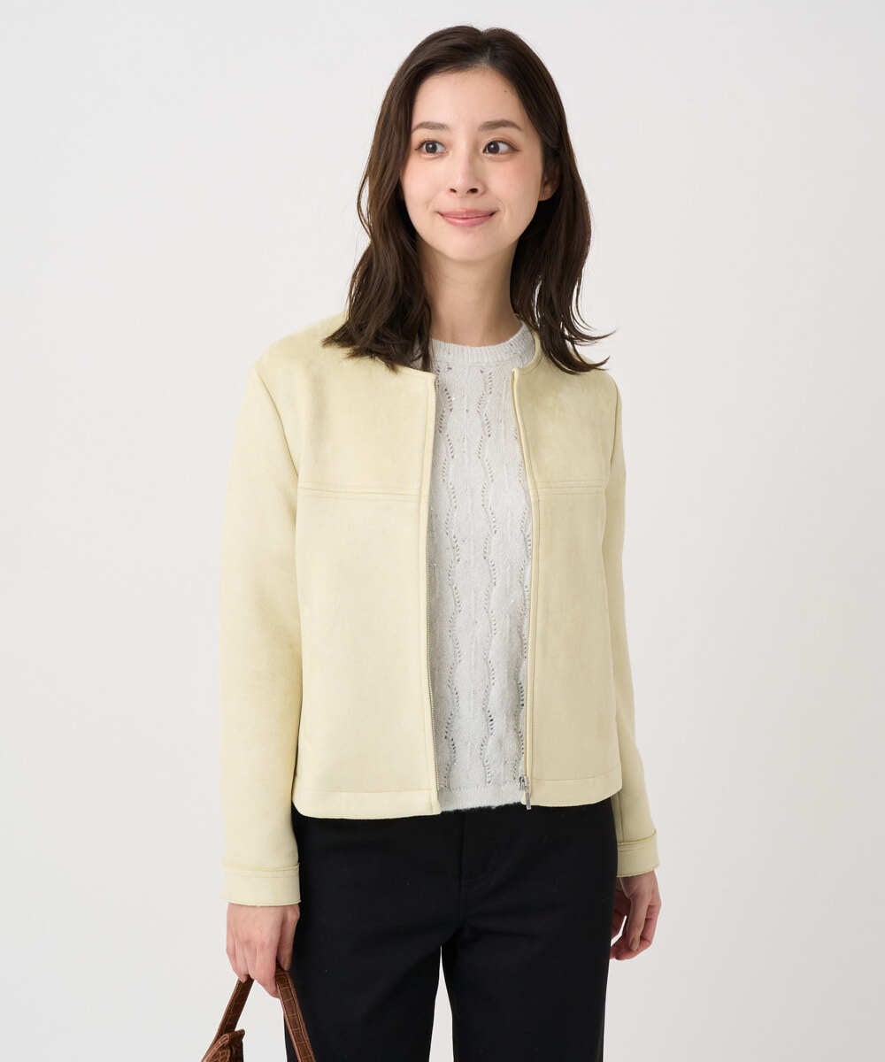 F1JDD32190 MK MICHEL KLEIN(小さいサイズ)(メゾン ドゥ サンク) 【小さいサイズ】フェイクスウェードショートブルゾン/洗える ベージュ