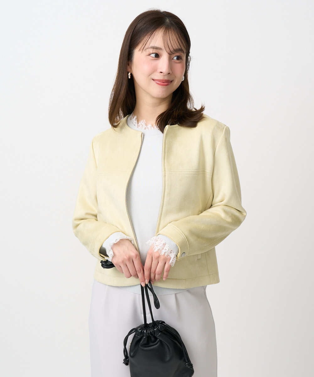 F1JDD32190 MK MICHEL KLEIN(小さいサイズ)(メゾン ドゥ サンク) 【小さいサイズ】フェイクスウェードショートブルゾン/洗える ベージュ