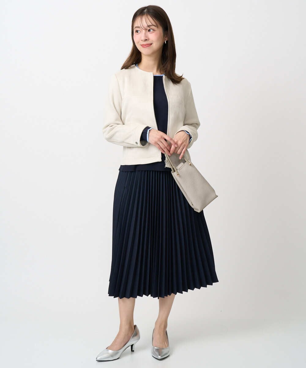 F1JDD32190 MK MICHEL KLEIN(小さいサイズ)(メゾン ドゥ サンク) 【小さいサイズ】フェイクスウェードショートブルゾン/洗える ベージュ