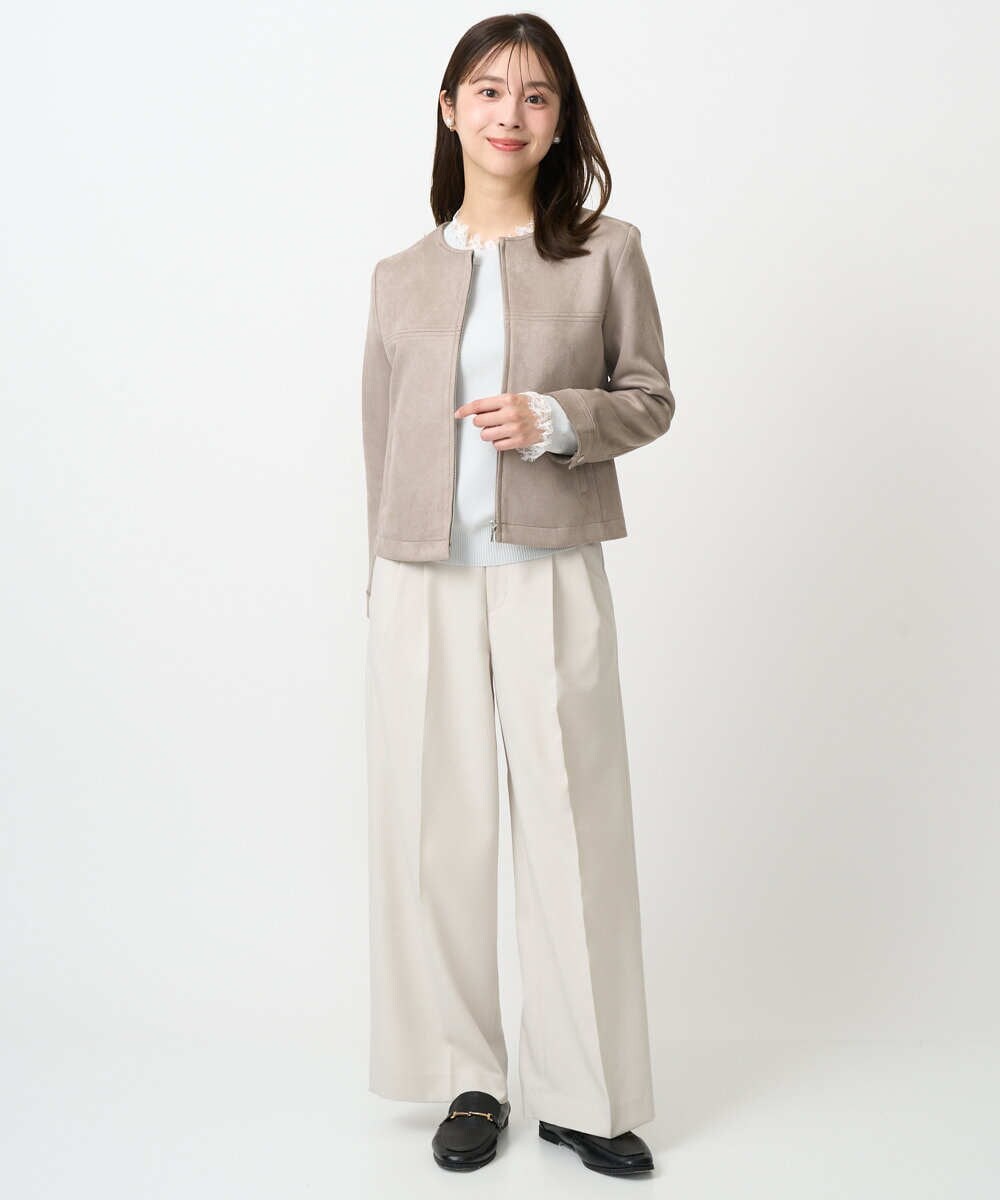 F1JDD32190 MK MICHEL KLEIN(小さいサイズ)(メゾン ドゥ サンク) 【小さいサイズ】フェイクスウェードショートブルゾン/洗える ベージュ