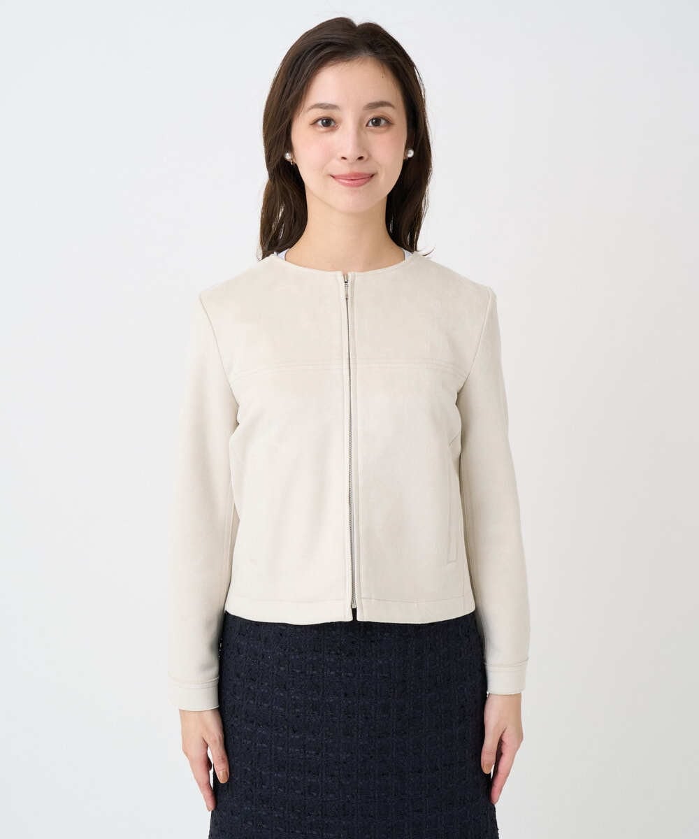 F1JDD32190 MK MICHEL KLEIN(小さいサイズ)(メゾン ドゥ サンク) 【小さいサイズ】フェイクスウェードショートブルゾン/洗える ベージュ