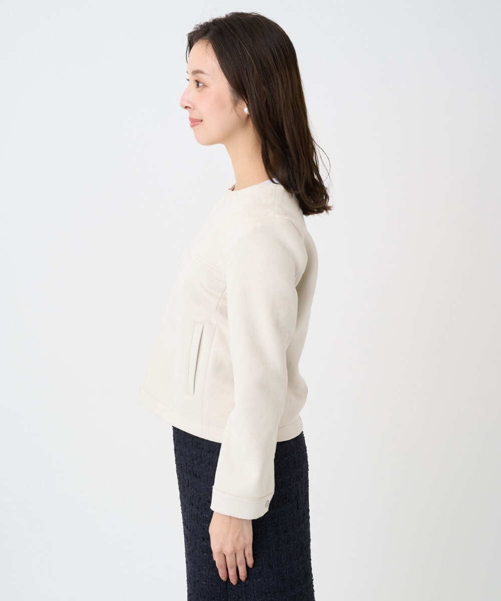 F1JDD32190 MK MICHEL KLEIN(小さいサイズ)(メゾン ドゥ サンク) 【小さいサイズ】フェイクスウェードショートブルゾン/洗える ベージュ