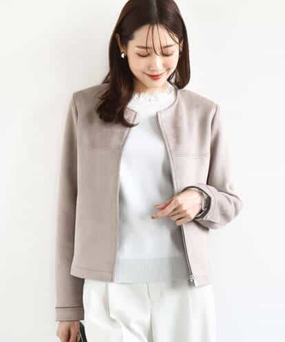 F1JDD32190 MK MICHEL KLEIN(小さいサイズ) 【小さいサイズ】フェイクスウェードショートブルゾン/洗える