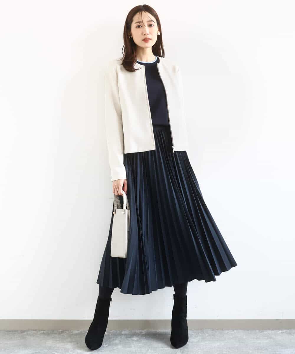 F1JDD32190 MK MICHEL KLEIN(小さいサイズ)(メゾン ドゥ サンク) 【小さいサイズ】フェイクスウェードショートブルゾン/洗える ベージュ