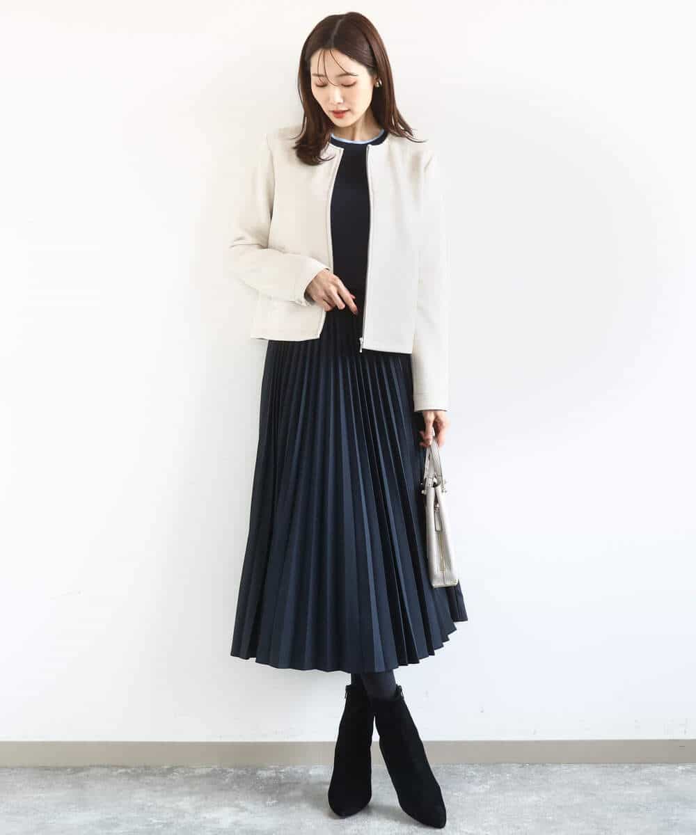 F1JDD32190 MK MICHEL KLEIN(小さいサイズ)(メゾン ドゥ サンク) 【小さいサイズ】フェイクスウェードショートブルゾン/洗える ベージュ