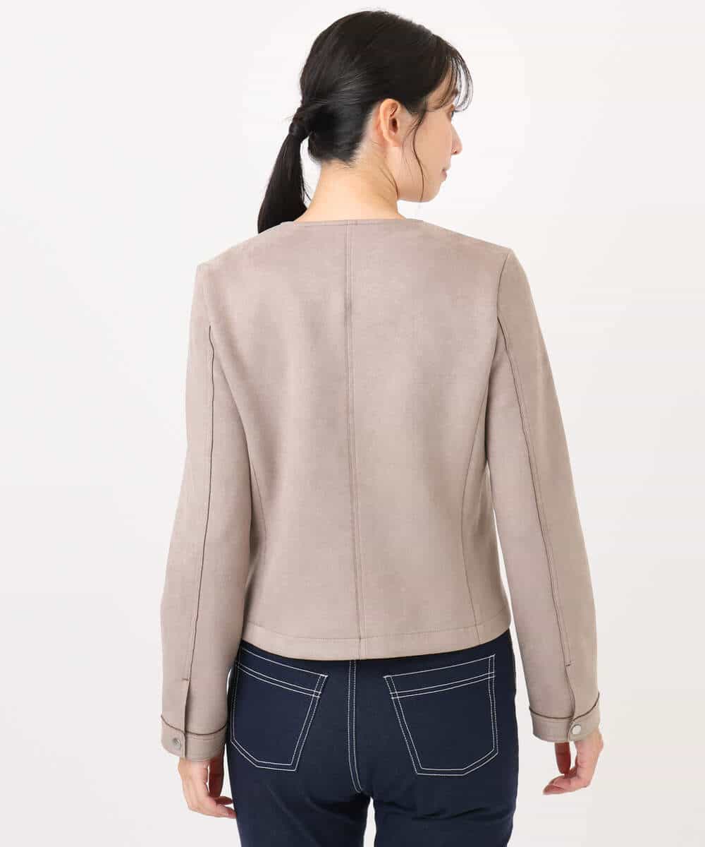 F1JDD32190 MK MICHEL KLEIN(小さいサイズ)(メゾン ドゥ サンク) 【小さいサイズ】フェイクスウェードショートブルゾン/洗える ベージュ