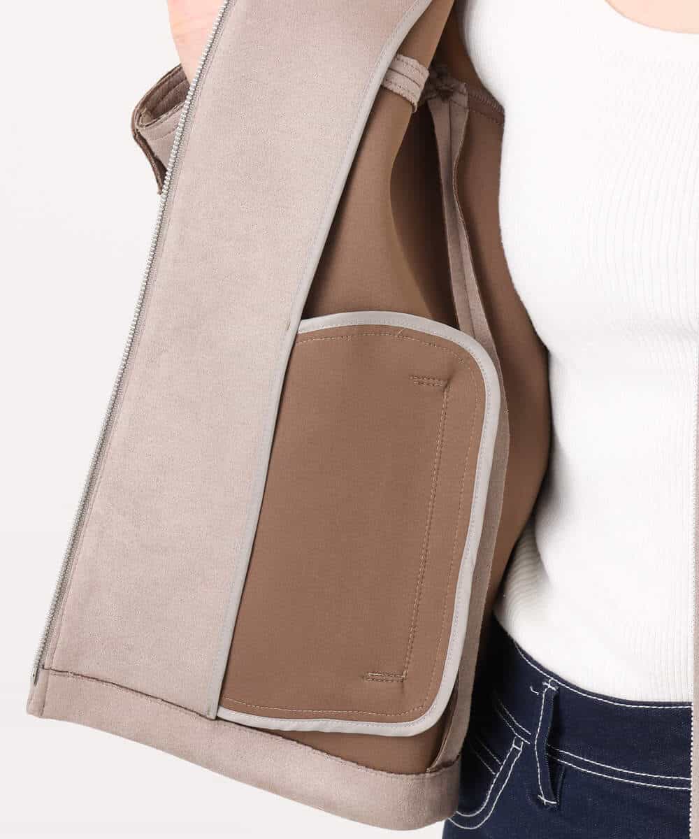 F1JDD32190 MK MICHEL KLEIN(小さいサイズ)(メゾン ドゥ サンク) 【小さいサイズ】フェイクスウェードショートブルゾン/洗える ベージュ