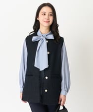 F1JFA02210 MK MICHEL KLEIN(小さいサイズ)(メゾン ドゥ サンク) 【小さいサイズ】ファンシーツイードジレ/洗える ネイビー