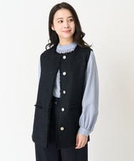 F1JFA02210 MK MICHEL KLEIN(小さいサイズ)(メゾン ドゥ サンク) 【小さいサイズ】ファンシーツイードジレ/洗える ライトグレー