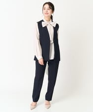 F1JFA10190 MK MICHEL KLEIN(小さいサイズ)(メゾン ドゥ サンク) 【小さいサイズ】Vネックノーカラージレ/制菌加工/洗える ネイビー