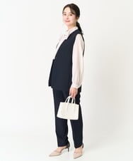 F1JFA10190 MK MICHEL KLEIN(小さいサイズ)(メゾン ドゥ サンク) 【小さいサイズ】Vネックノーカラージレ/制菌加工/洗える ネイビー