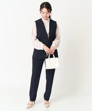 F1JFA10190 MK MICHEL KLEIN(小さいサイズ)(メゾン ドゥ サンク) 【小さいサイズ】Vネックノーカラージレ/制菌加工/洗える ネイビー