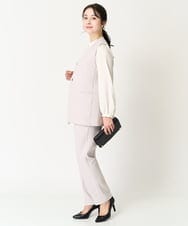 F1JFA10190 MK MICHEL KLEIN(小さいサイズ)(メゾン ドゥ サンク) 【小さいサイズ】Vネックノーカラージレ/制菌加工/洗える ネイビー