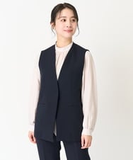 F1JFA10190 MK MICHEL KLEIN(小さいサイズ)(メゾン ドゥ サンク) 【小さいサイズ】Vネックノーカラージレ/制菌加工/洗える ネイビー