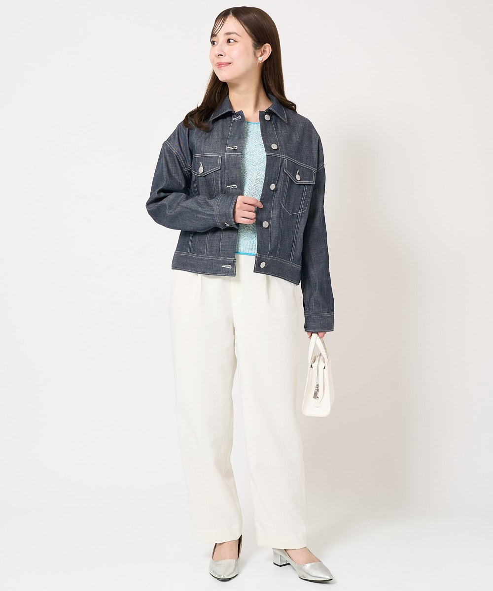 F1JFA25230 MK MICHEL KLEIN(小さいサイズ)(メゾン ドゥ サンク) 【小さいサイズ】デニムライクジャケット ネイビー