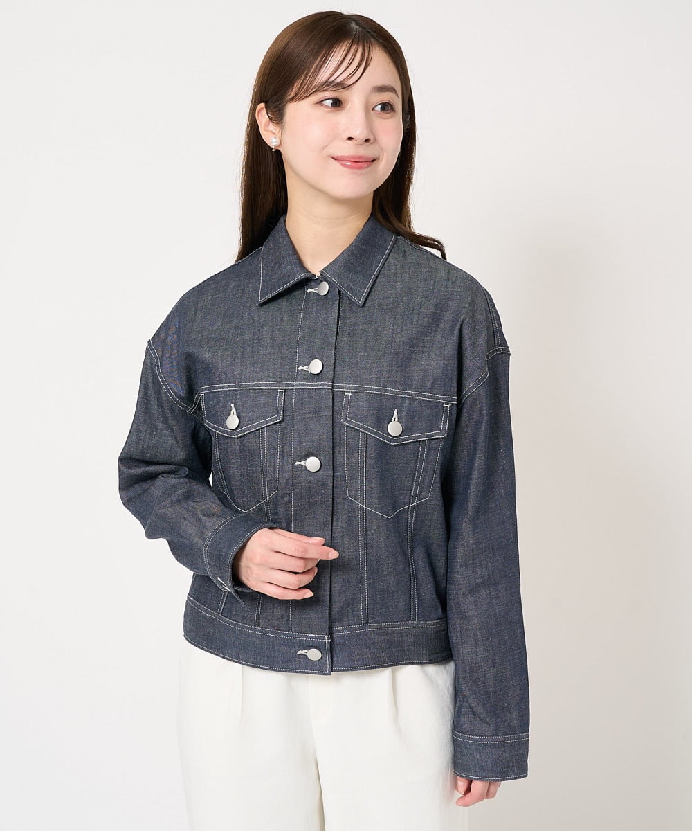 F1JFA25230 MK MICHEL KLEIN(小さいサイズ)(メゾン ドゥ サンク) 【小さいサイズ】デニムライクジャケット ネイビー