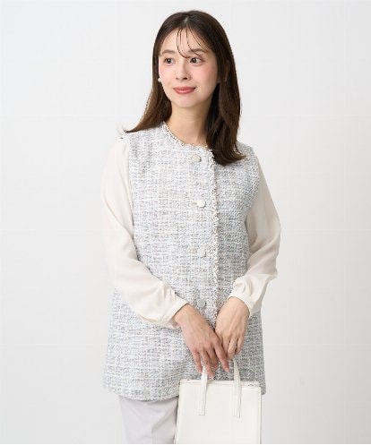 F1JFD02220 MK MICHEL KLEIN(小さいサイズ) 【小さいサイズ】ツイードジレ/洗える