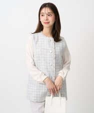 F1JFD02220 MK MICHEL KLEIN(小さいサイズ)(メゾン ドゥ サンク) 【小さいサイズ】ツイードジレ/洗える ライトブルー