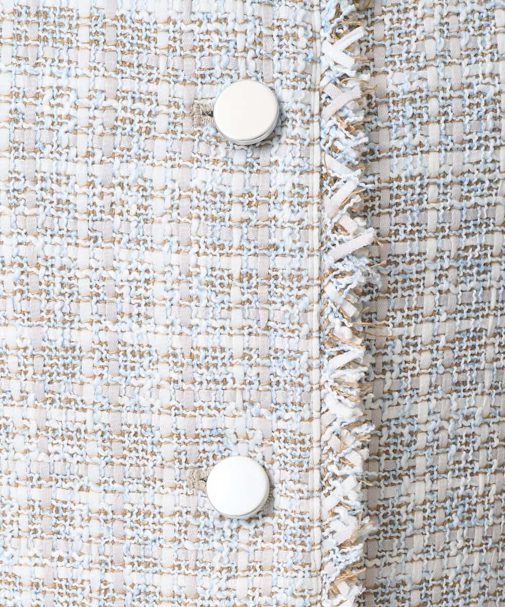 F1JFD02220 MK MICHEL KLEIN(小さいサイズ)(メゾン ドゥ サンク) 【小さいサイズ】ツイードジレ/洗える ライトブルー