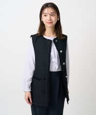 F1JFD02220 MK MICHEL KLEIN(小さいサイズ)(メゾン ドゥ サンク) 【小さいサイズ】ツイードジレ/洗える ライトブルー