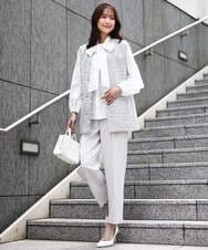 F1JFD02220 MK MICHEL KLEIN(小さいサイズ)(メゾン ドゥ サンク) 【小さいサイズ】ツイードジレ/洗える ライトブルー