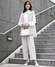 F1JFD02220 MK MICHEL KLEIN(小さいサイズ)(メゾン ドゥ サンク) 【小さいサイズ】ツイードジレ/洗える ライトブルー