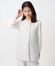 F1JFD02220 MK MICHEL KLEIN(小さいサイズ)(メゾン ドゥ サンク) 【小さいサイズ】ツイードジレ/洗える ライトブルー