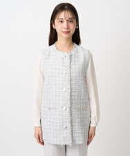 F1JFD02220 MK MICHEL KLEIN(小さいサイズ)(メゾン ドゥ サンク) 【小さいサイズ】ツイードジレ/洗える ライトブルー