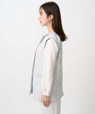 F1JFD02220 MK MICHEL KLEIN(小さいサイズ)(メゾン ドゥ サンク) 【小さいサイズ】ツイードジレ/洗える ライトブルー