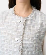 F1JFD02220 MK MICHEL KLEIN(小さいサイズ)(メゾン ドゥ サンク) 【小さいサイズ】ツイードジレ/洗える ライトブルー