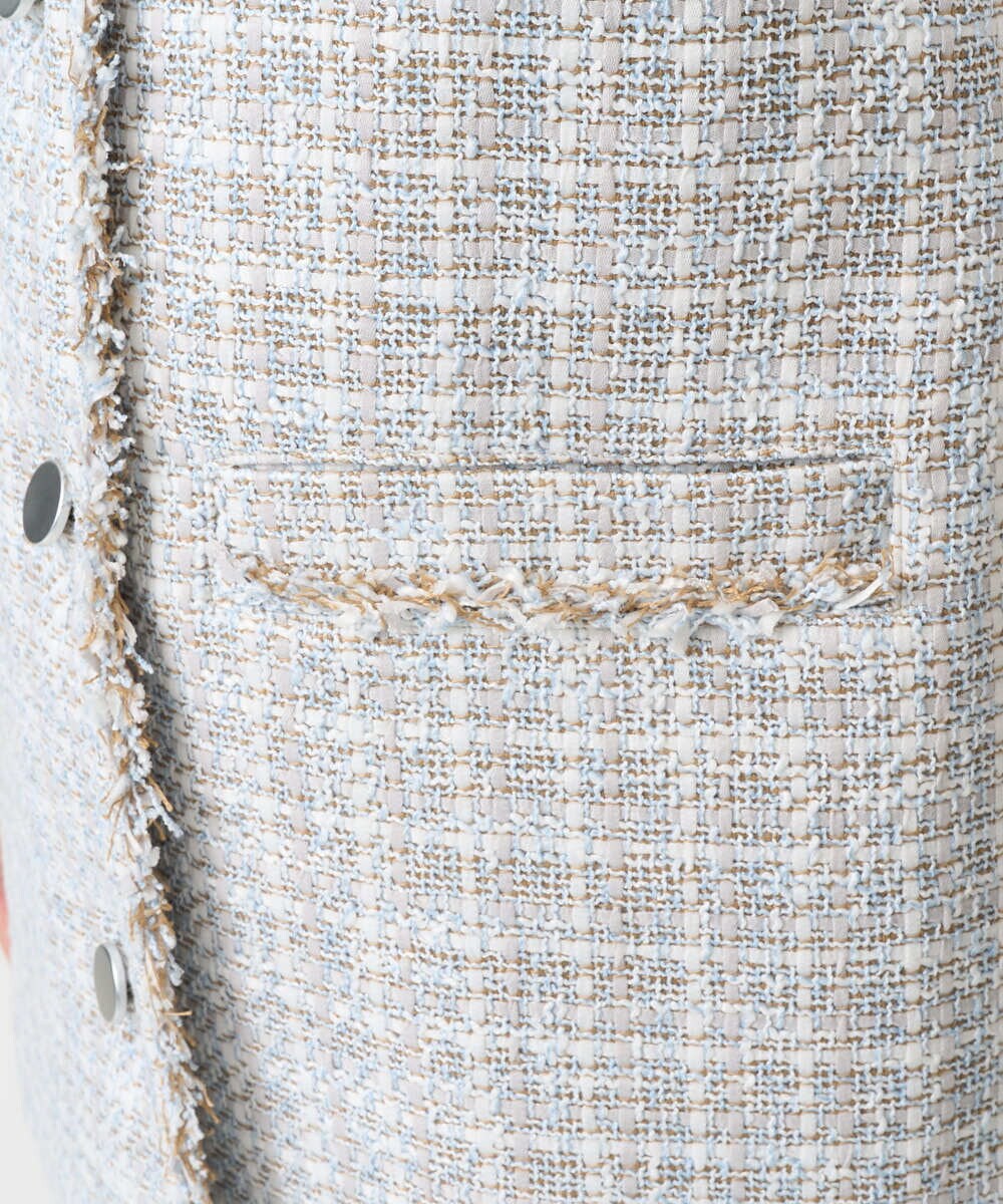 F1JFD02220 MK MICHEL KLEIN(小さいサイズ)(メゾン ドゥ サンク) 【小さいサイズ】ツイードジレ/洗える ライトブルー