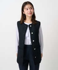 F1JFD02220 MK MICHEL KLEIN(小さいサイズ)(メゾン ドゥ サンク) 【小さいサイズ】ツイードジレ/洗える ネイビー