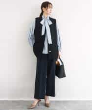 F1JFD02220 MK MICHEL KLEIN(小さいサイズ)(メゾン ドゥ サンク) 【小さいサイズ】ツイードジレ/洗える ライトブルー