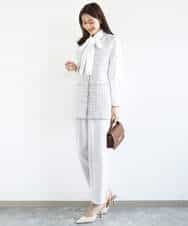 F1JFD02220 MK MICHEL KLEIN(小さいサイズ)(メゾン ドゥ サンク) 【小さいサイズ】ツイードジレ/洗える ライトブルー