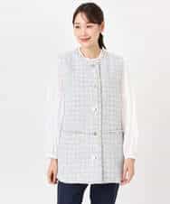 F1JFD02220 MK MICHEL KLEIN(小さいサイズ)(メゾン ドゥ サンク) 【小さいサイズ】ツイードジレ/洗える ライトブルー