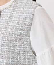 F1JFD02220 MK MICHEL KLEIN(小さいサイズ)(メゾン ドゥ サンク) 【小さいサイズ】ツイードジレ/洗える ライトブルー